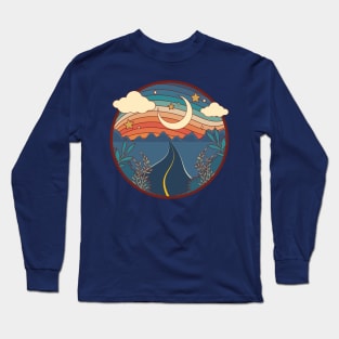 1970s Moon Stars and Road Long Sleeve T-Shirt